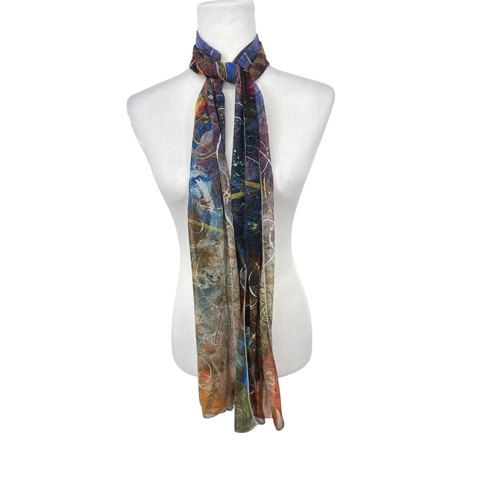 Le Galeriste Scarf Womens Wearable Art Mesh Watercolor Wrap Love 2 Abstract